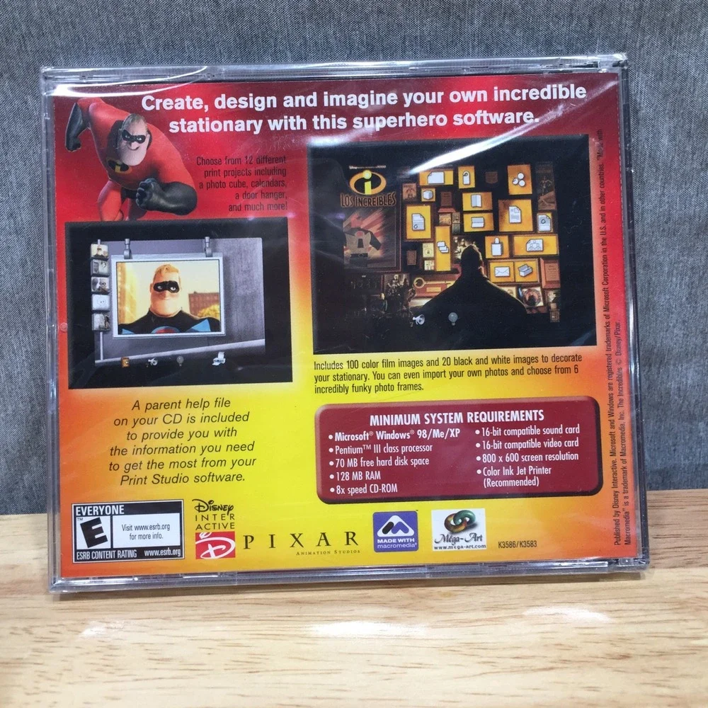 Disney Pixar‎ The Incredibles PC CD-ROM Print Studio Software New Sealed K3586